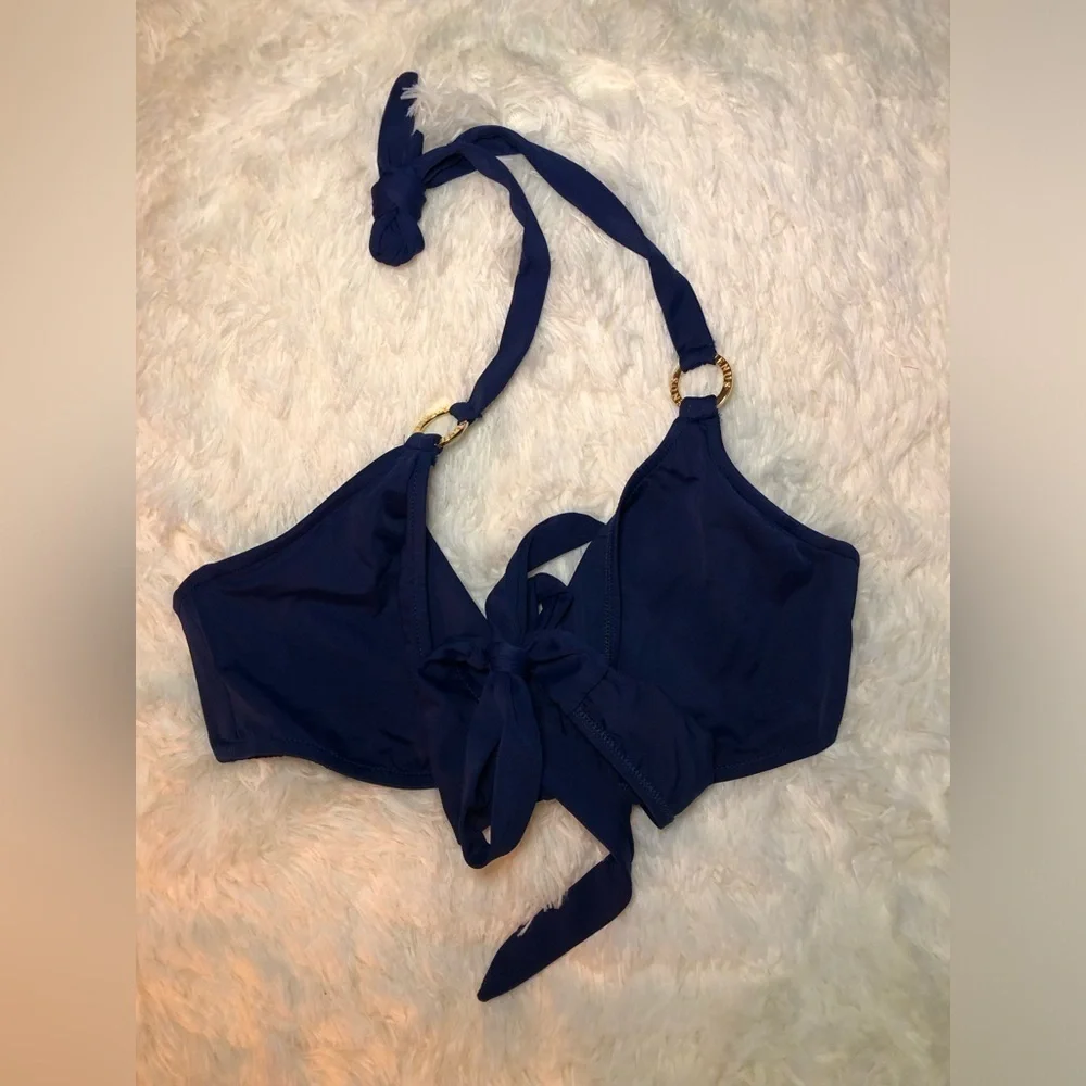 Laguna Wrap Underwire Top Navy Blue Halter Bikini Top size DD and B